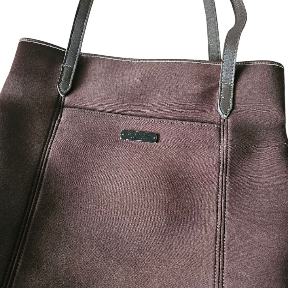 Coach Vintage Y2k #6209 Brown Slim Neoprene Tote With Leather Handle - Picture 2 of 9